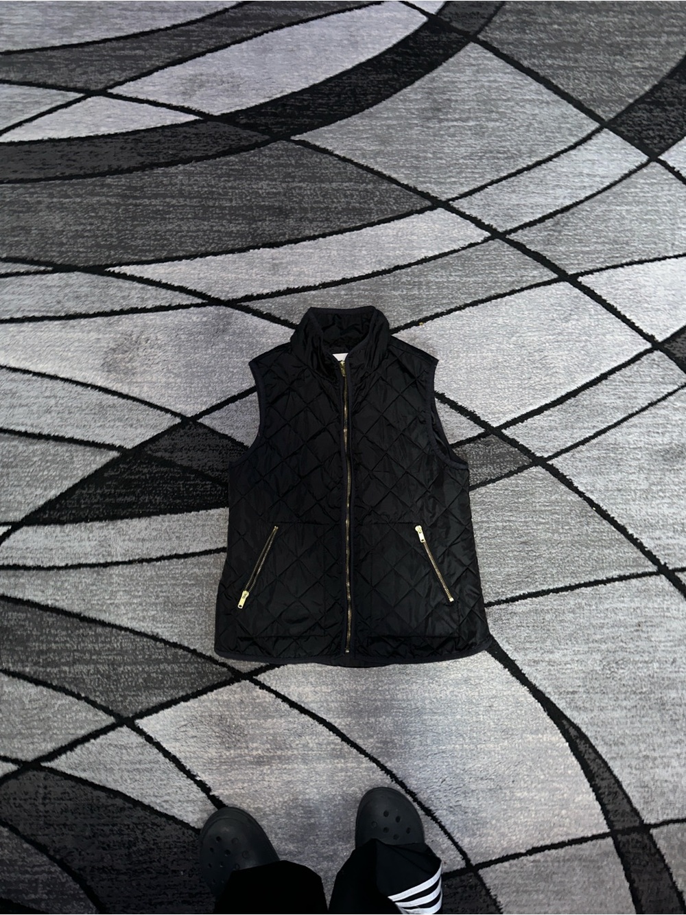 Old Navy Girls' Black Quilted Vest with Gold Zippers